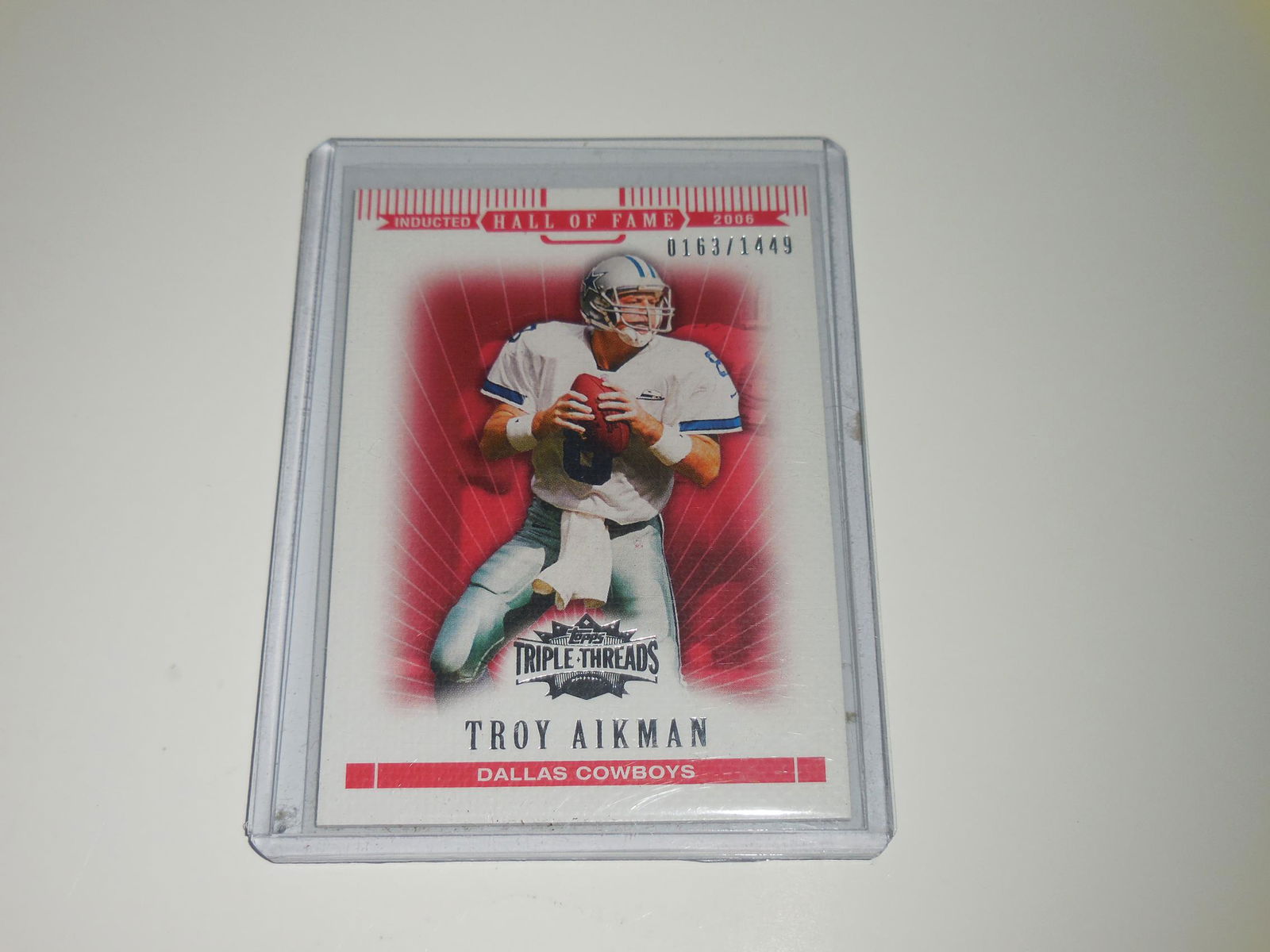 2007 TOPPS TRIPLE THREADS TROY AIKMAN RED #'D 0163/1499 (1 of 2)