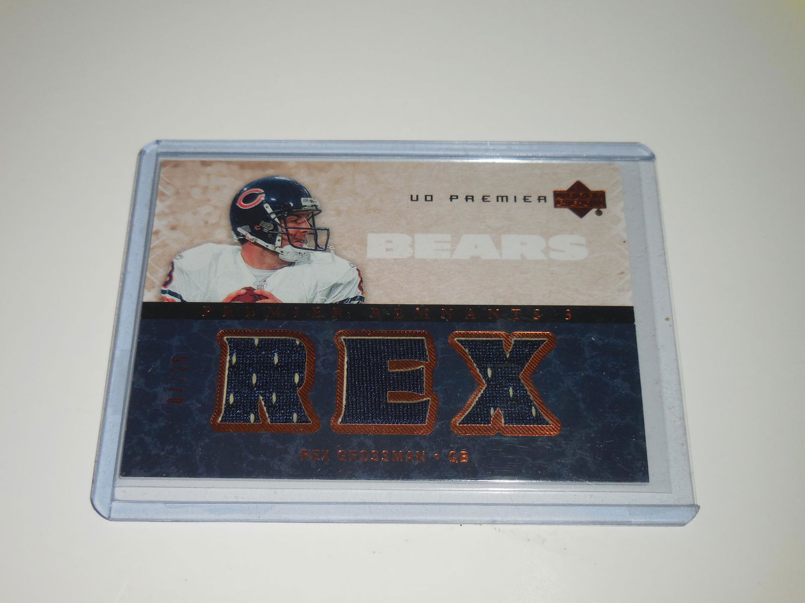2007 UPPER DECK PREMIER FOOTBALL REX GROSSMAN GAME WORN (1 of 2)