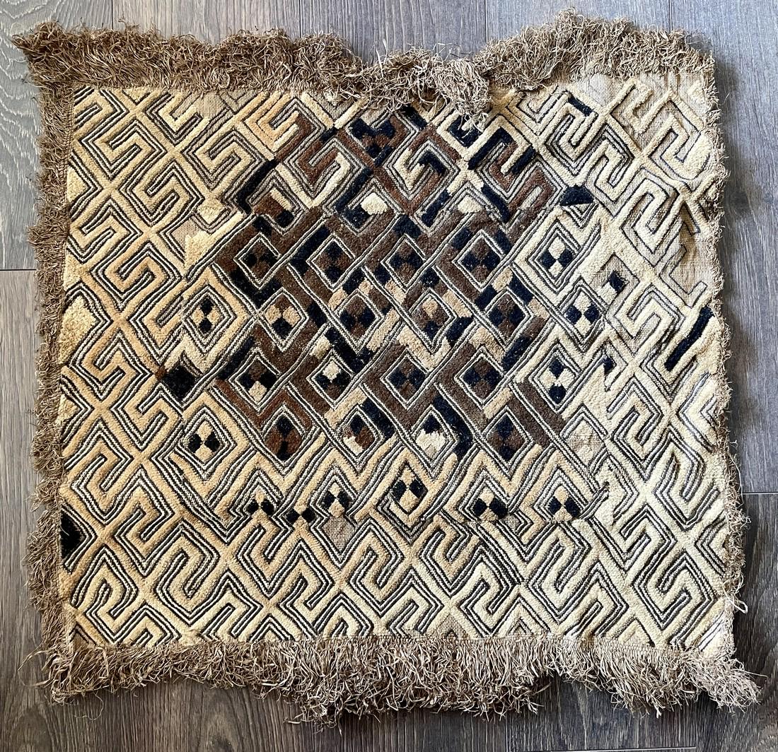 Kuba cloth from a published and renowned collection: The Sam Hilu Collection of Kuba Textiles was published by Schiffer Books in 2003 in Textile Art of the Bakuba: Velvet Embroideries in Raffia, and was exhibited in 2008-2009 in the comprehensive and hi