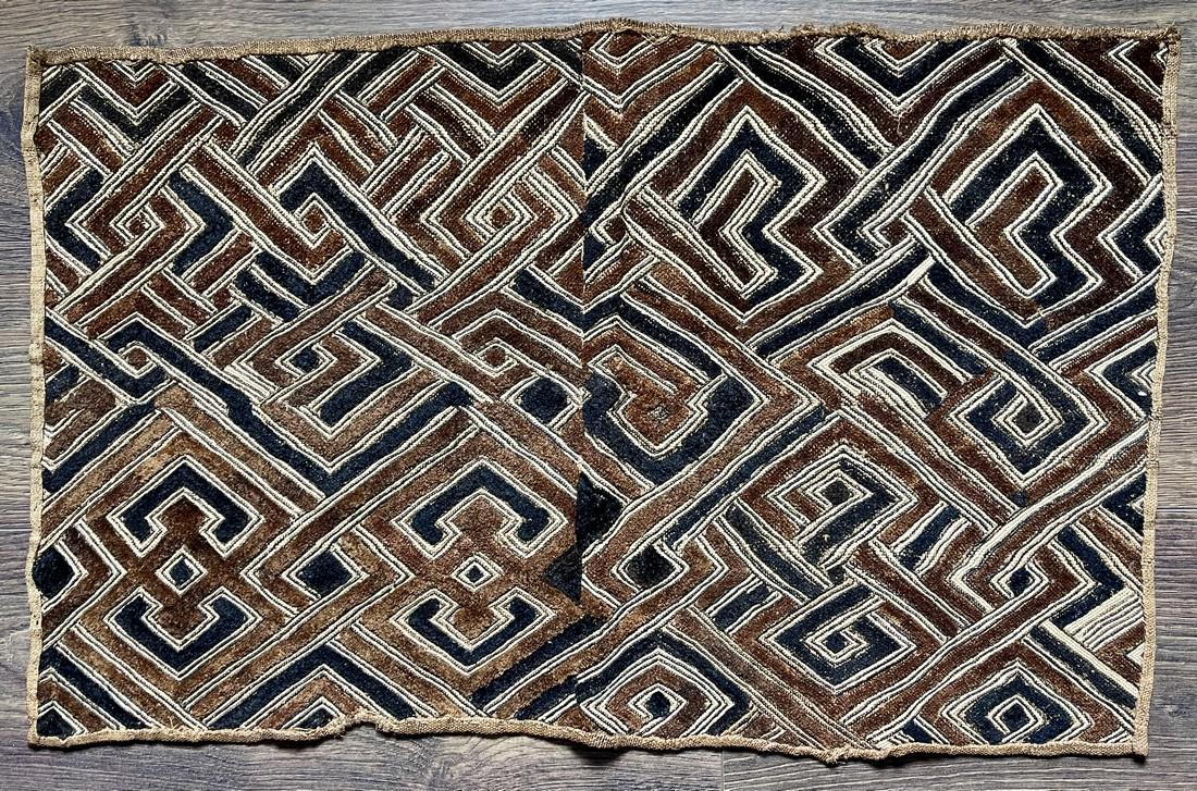 Kuba cloth from a published and renowned collection: The Sam Hilu Collection of Kuba Textiles was published by Schiffer Books in 2003 in Textile Art of the Bakuba: Velvet Embroideries in Raffia, and was exhibited in 2008-2009 in the comprehensive and hi