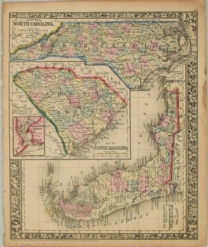1860 Mitchell Map of Florida, South and North Carolina (1 of 1)