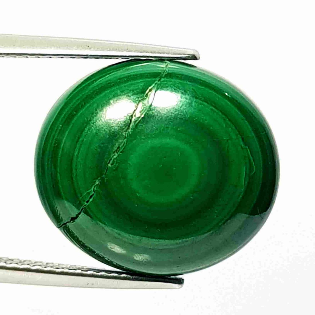 20.28 ct Natural Malachite: No Reserve! Title: 20.28 ct Natural Malachite Color/Clarity: Opaque Carat Weight: 20.28 Size/Dimensions: 18.10 x 16.20 x 6.00 Additional Information: Oval - USA/Egypt Shipping: Domestic: Flat-rate of