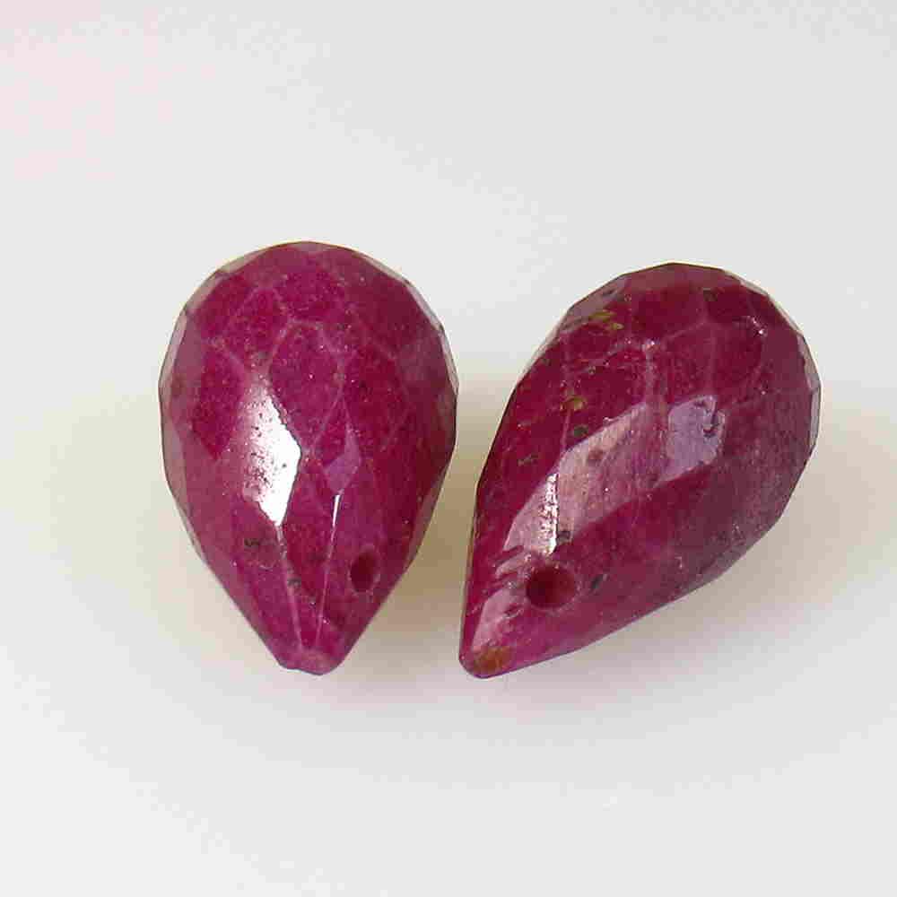 12.22 Ctw Natural 2 Mozambique Red Ruby Pear Drop Beads (1 of 2)