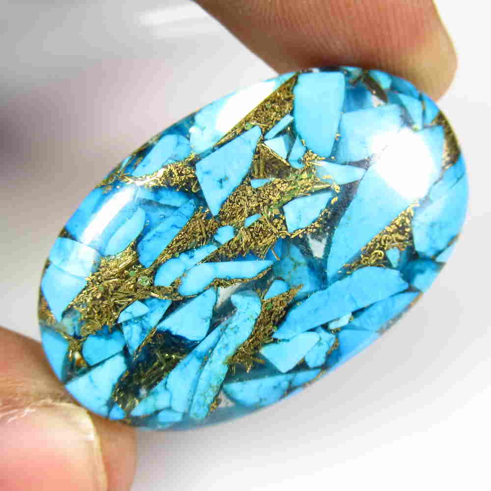 34.62 Ctw Natural Copper Turquoise Oval Cab (1 of 2)