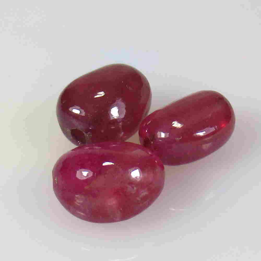 16.36 Ctw Natural 3 Mozambique Red Ruby Dumble Beads (1 of 2)