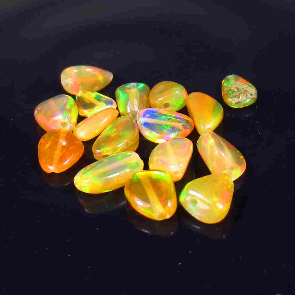 3.96 Ct Natural 16 Multi-Color Fire Opal Beads (1 of 2)