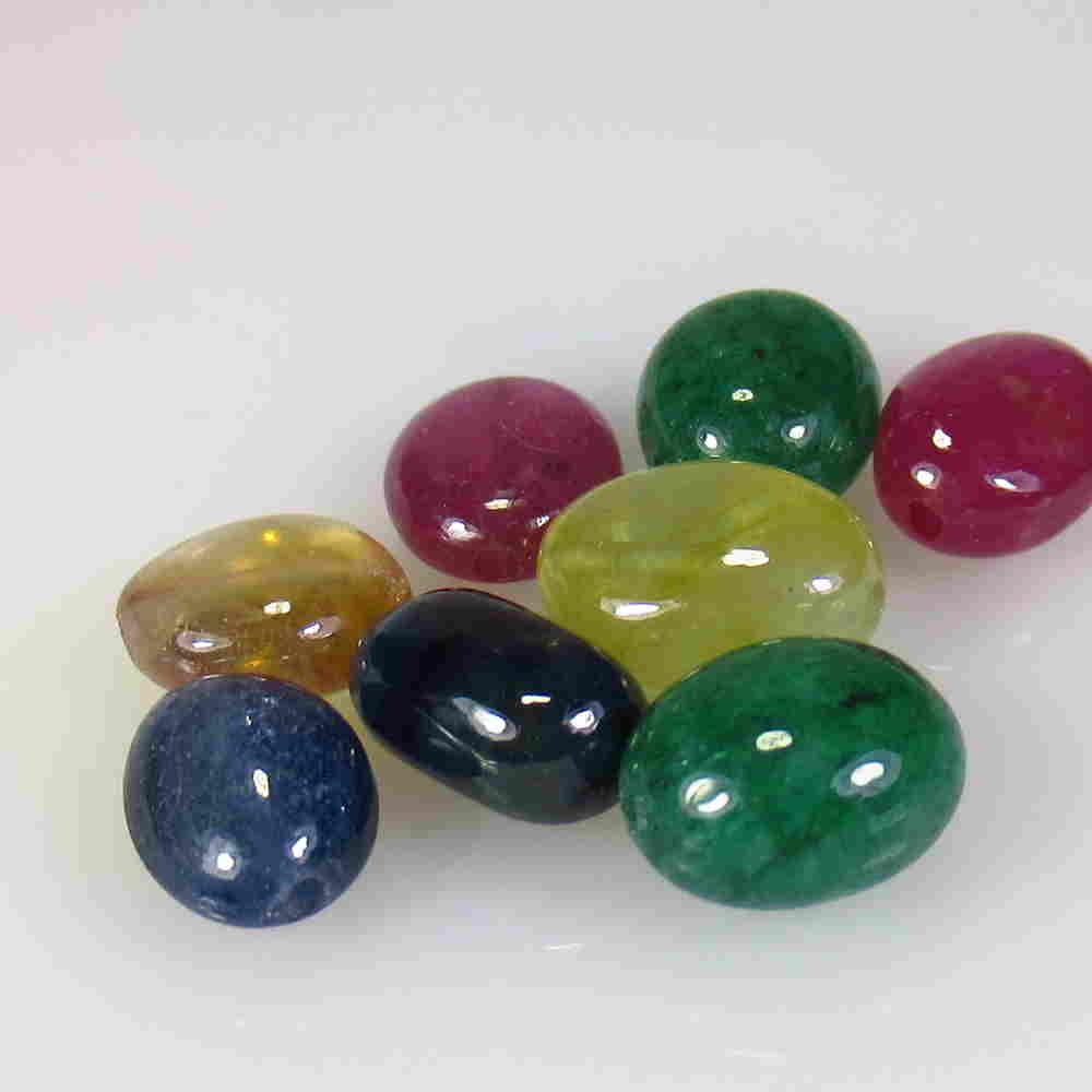 26.10 Ctw Natural 8 Ruby Sapphire Emerald Mixed Beads (1 of 2)