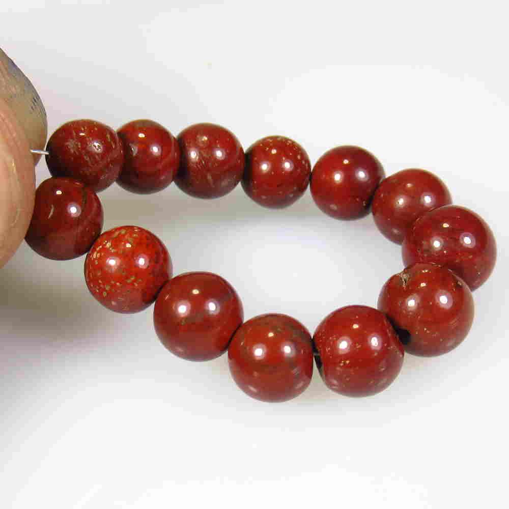 28.10 Ctw Natural 13 Drilled Blood Stone Ball Beads (1 of 2)