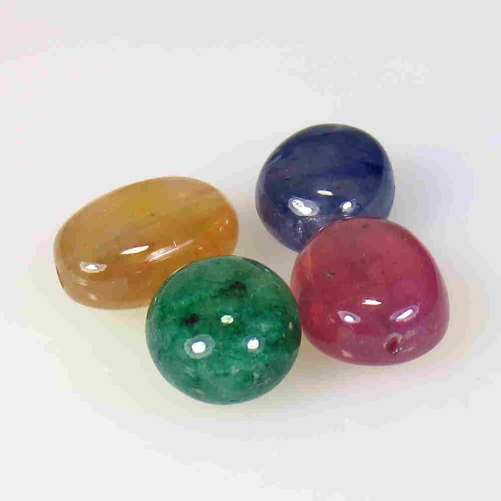 15.36 Ctw Natural 4 Ruby Sapphire Emerald Mixed Beads (1 of 2)