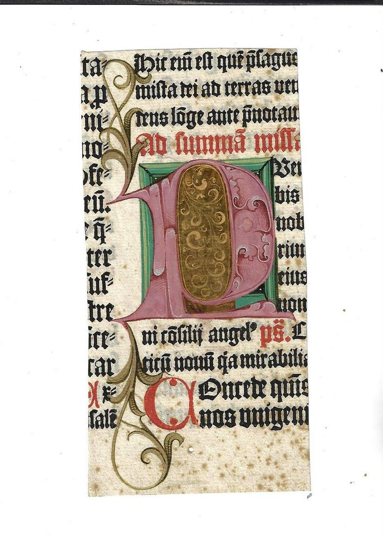 15th C Large Decorative Fine Initial Gold Leaf (1 of 1)