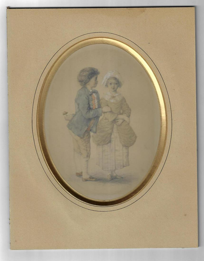 19th C Original Drawing in Matting (1 of 1)