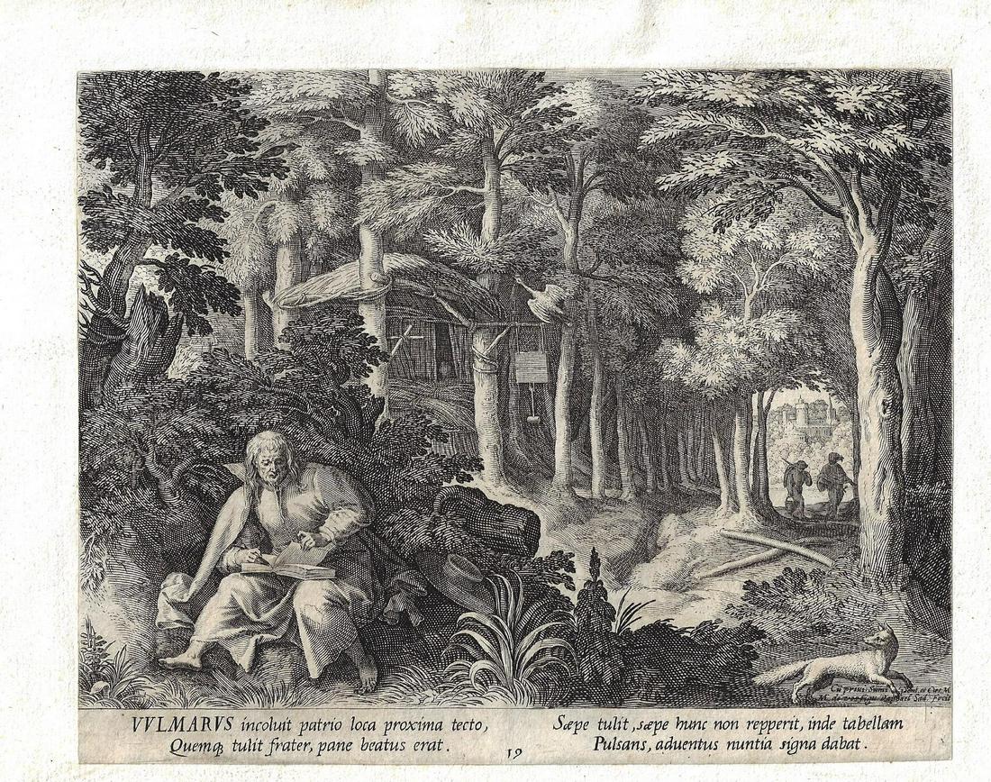 1600 Engraving of Hermit Vulmarus (1 of 2)