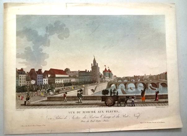1820 Hand Colored Engraving French Promenade (1 of 2)