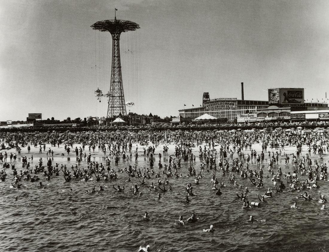MARGARET BOURKE-WHITE - Coney Island, Brooklyn, 1952: Artist: Margaret Bourke-White Title: Coney Island, Brooklyn, New York, 1952 Medium: Photo Litho, 1998, Italy Dimensions: 6.15x4.7" Description: Heat Wax Mounted on 8.5x11" Conservation Board Artist Bi