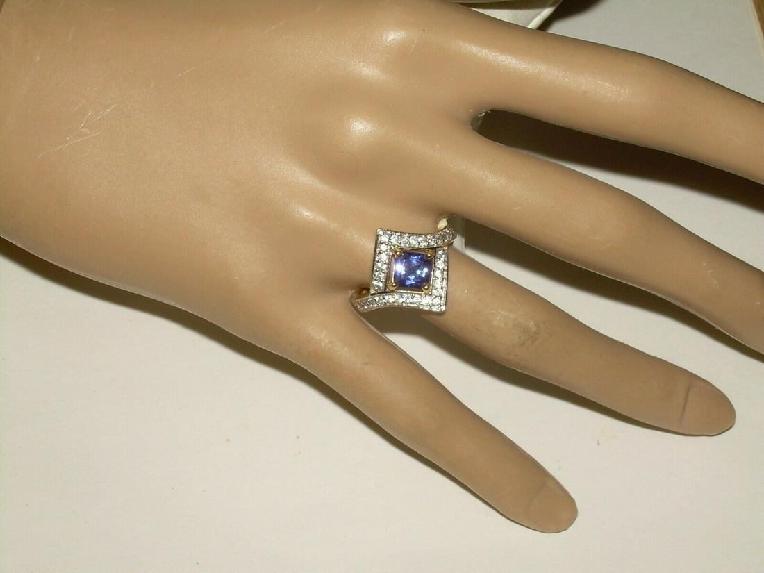 Sterling Tanzanite And CZ Cocktail Ring, Size 8, Signed (1 of 20)