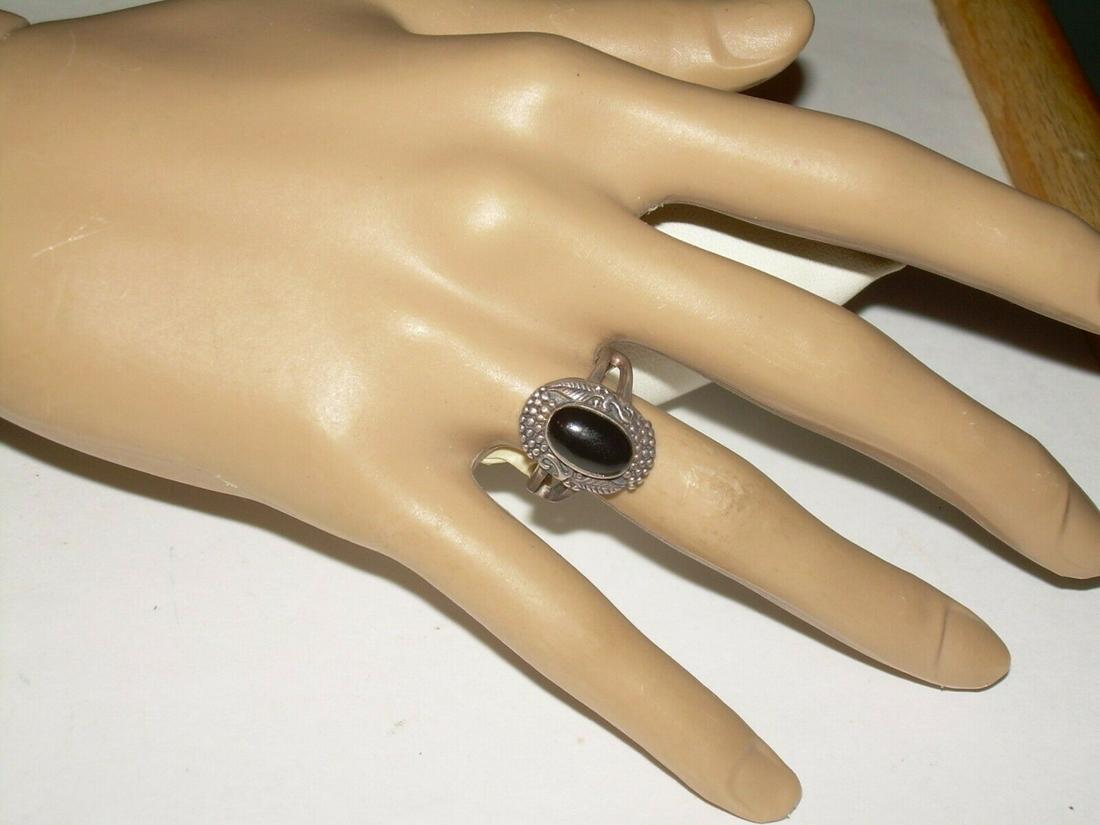Oval Black Onyx Ring -Vintage Sterling Marked HAN/925 - (1 of 20)