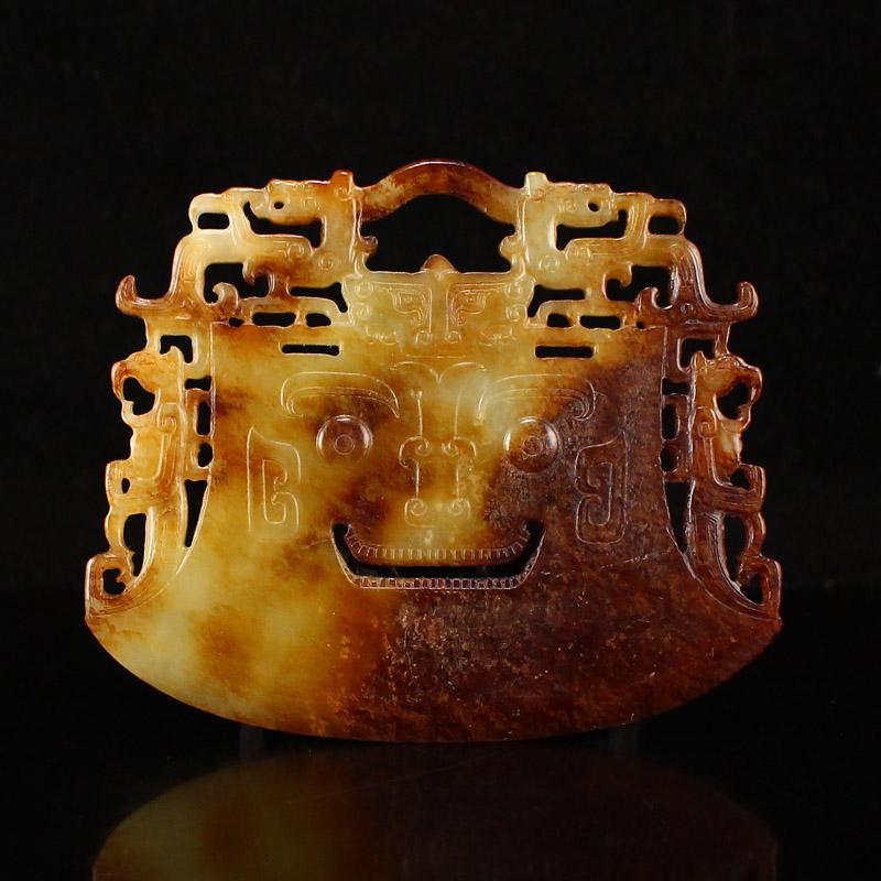 Vintage Chinese Hetian Jade Dragon Phoenix Axe Statue (1 of 6)