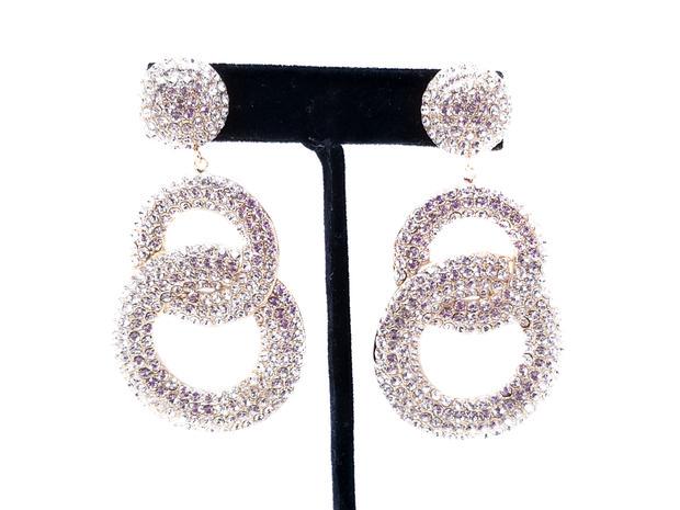 Joan Boyce Crystal Rhinestone White Double Circle Hoop (1 of 8)