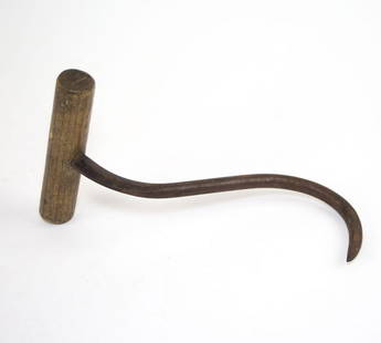 antique docker hook: Before container and mecanical moving equipment the merchandise were moved by hand using this hook to grab the bag . around 9 inches Reserve: $25.00 Shipping:Domestic: Flat-rate of $15.00 to