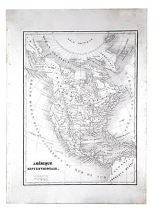 Antique French map of Northern America engraving: Antique French map of Northern America engraving Charles V. Monin (18..-1880). Charles V. Monin (18..-1880) was a French cartographer and publisher, three important atlases and several independent