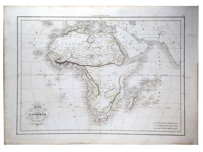 Antique French Engraving Felix Delamarche map of Africa: Charles-Francois Delamarche (1740-1817), the founder of the family firm was one of the most important French geographers and mapmakers of the second half of the eighteenth century. Successor to