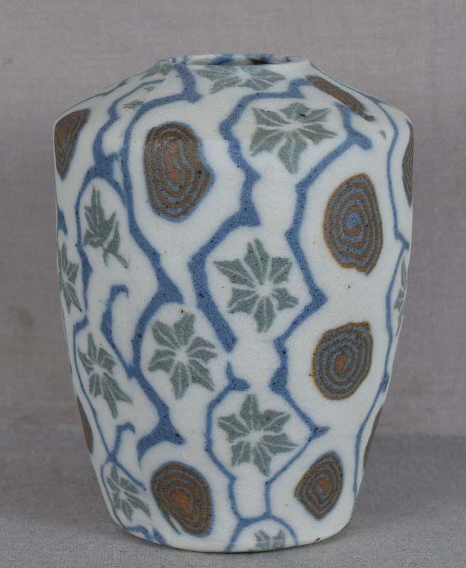 1920s Japanese agateware NERIKOMI Banko VASE (1 of 6)