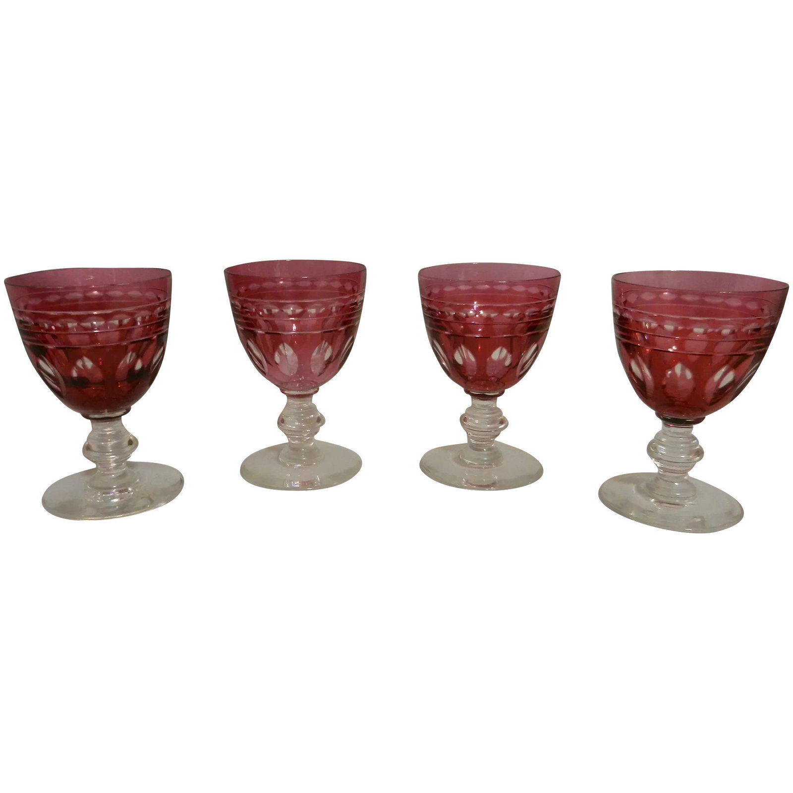 Vintage Cut to Clear Ruby Red Cordials (1 of 7)