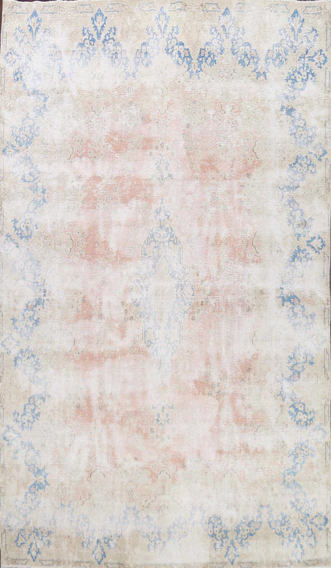 Antique Muted Distressed Kerman Persian Area Rug 10x13 (1 of 10)