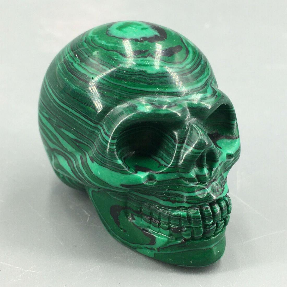 2" malachite stone Quartz Crystal skull Carved Skull (1 of 5)