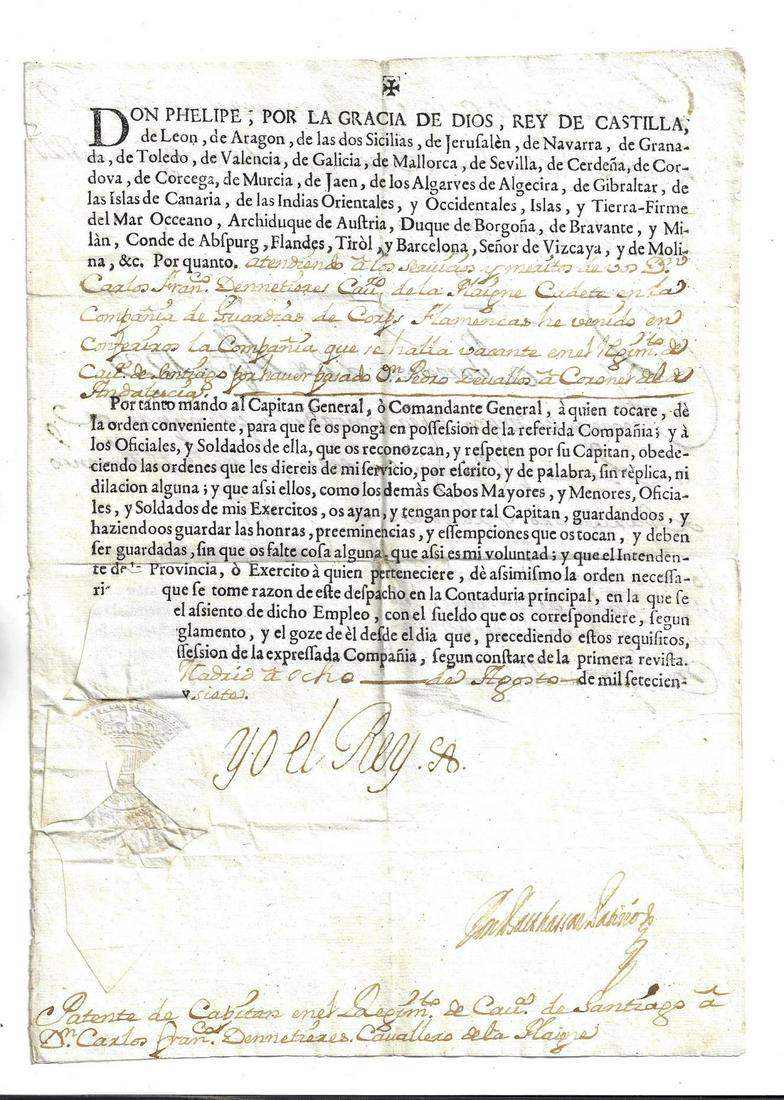 1727 Spanish Military Appointment Philip V (1 of 2)