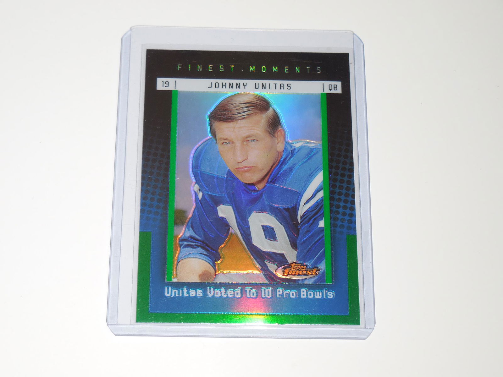 2006 TOPPS FINEST JOHNNY UNITAS GREEN REFRACTOR #'D (1 of 2)