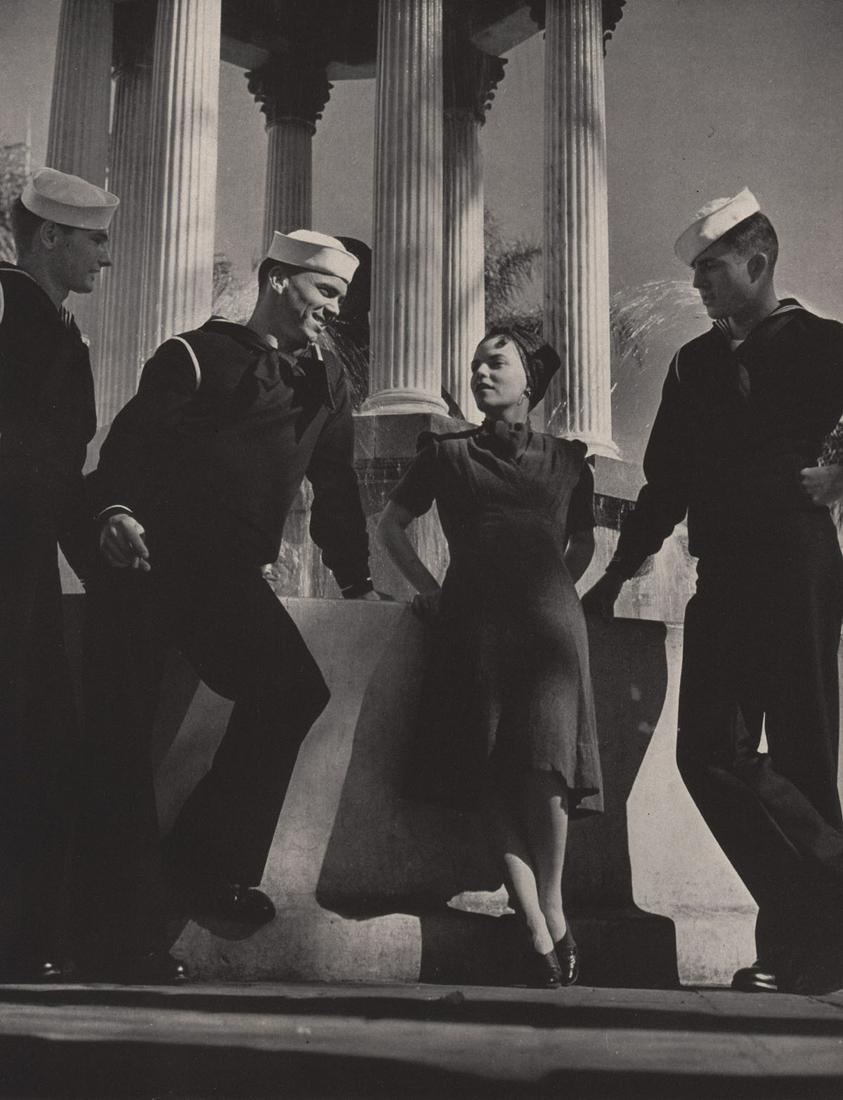 MARGARET BOURKE WHITE - Sailors in San Diego CA, 1940’s: Artist: MARGARET BOURKE WHITE Print Title: Sailors in San Diego CA, 1940’s Printing Date: 1940’s Medium: Photoengraving Printed in: the US Image Size: 11 x 8”” Margaret Bourke-White June 14, 1
