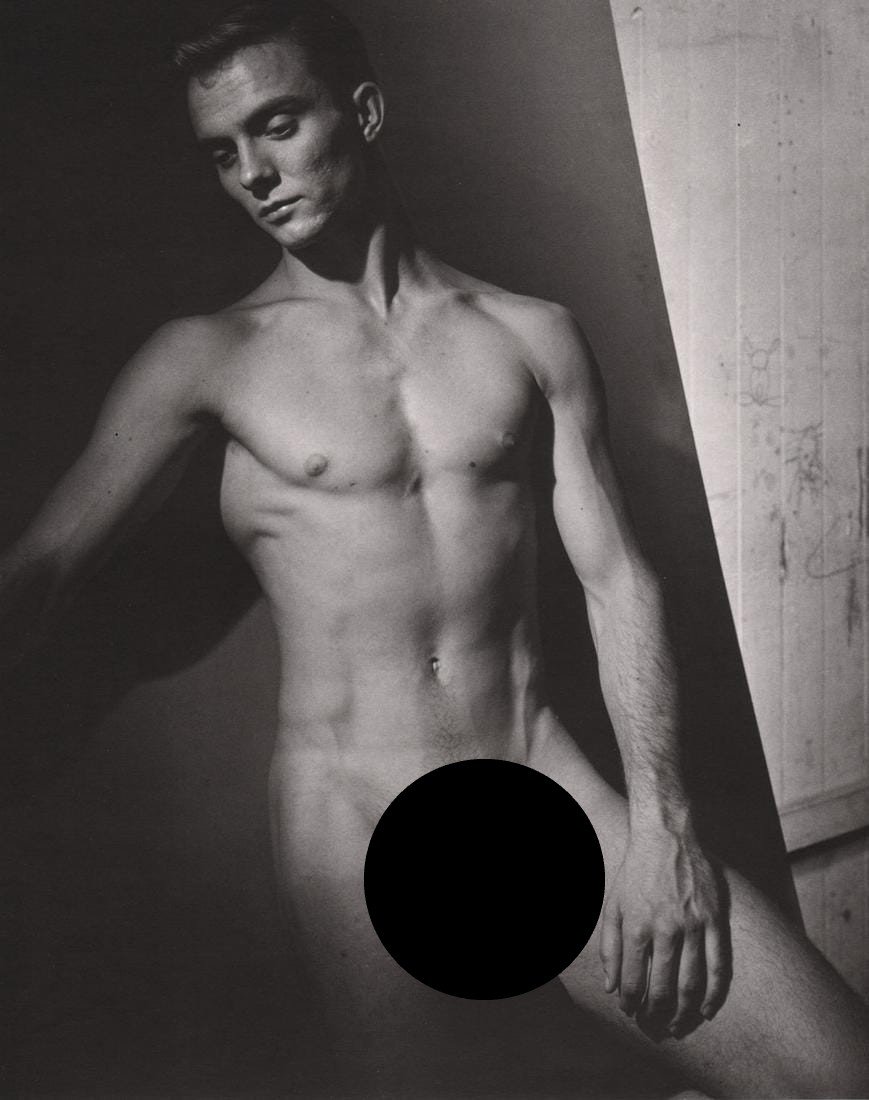 GEORGE PLATT LYNES - Male Nude, 1951: Artist: GEORGE PLATT LYNES Print Title: Male Nude, 1951 Medium: Duotone Photoengraving Printing Date: 1990’s Printed in USA Image Size approx:8.5 X 6.5” George Platt Lynes (1907-1955).was an Ameri