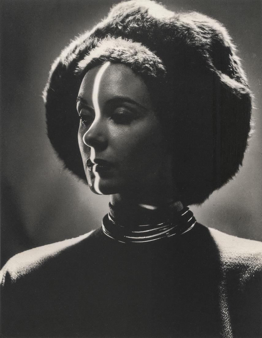 ERWIN BLUMENFELD - Profile, New York, 1946: Artist: Erwin Blumenfeld Title: Profile, New York, 1946 Medium: Photo Litho, 1994, Hong Kong Dimensions: 5.2x6.7" Description: Heat Wax Mounted on 8.5x11" Conservation Board Artist Bio: Erwin Blumenfe