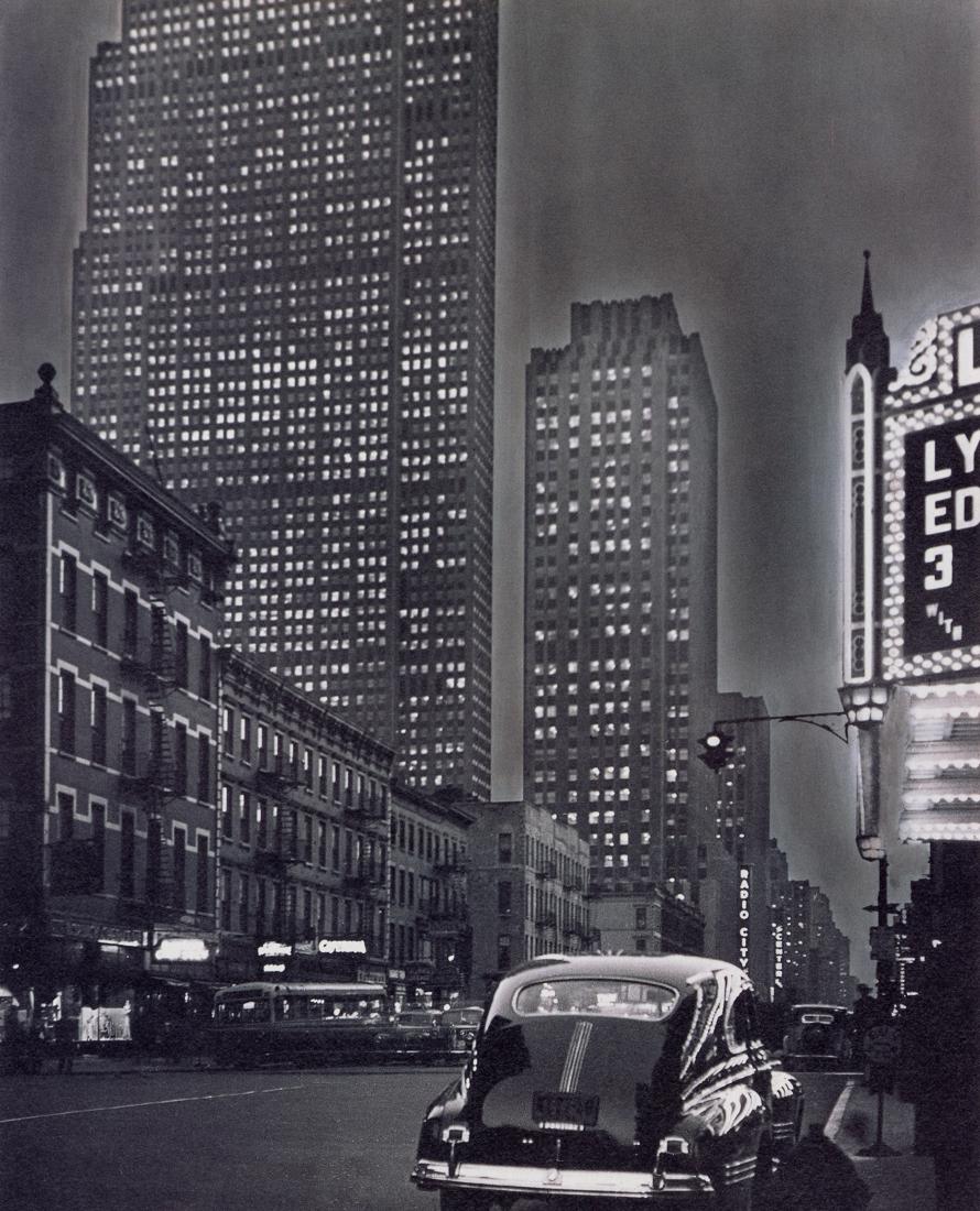 JOSEF BREITENBACH - Radio City, New York, 1942: Artist: Josef Breitenbach Title: Radio City, New York, 1942 Medium: Photo Litho, 1996, Italy Dimensions: 7.6x9.4" Description: Heat Wax Mounted on 11x14" Conservation Board Artist Bio: Josef Breitenba