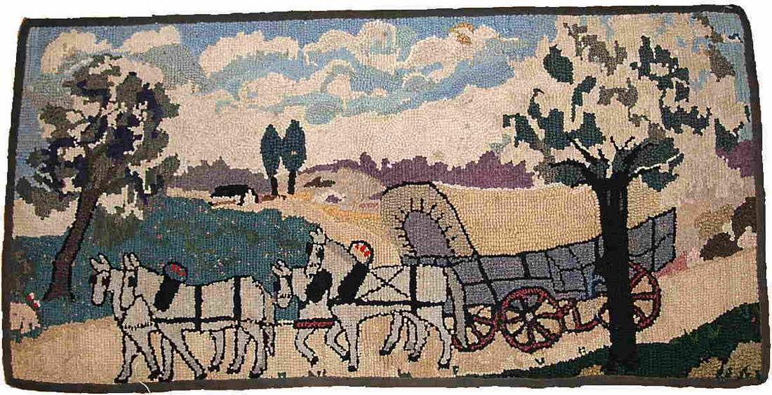 Handmade antique American hooked rug 1.10' x 3.9' ( (1 of 5)