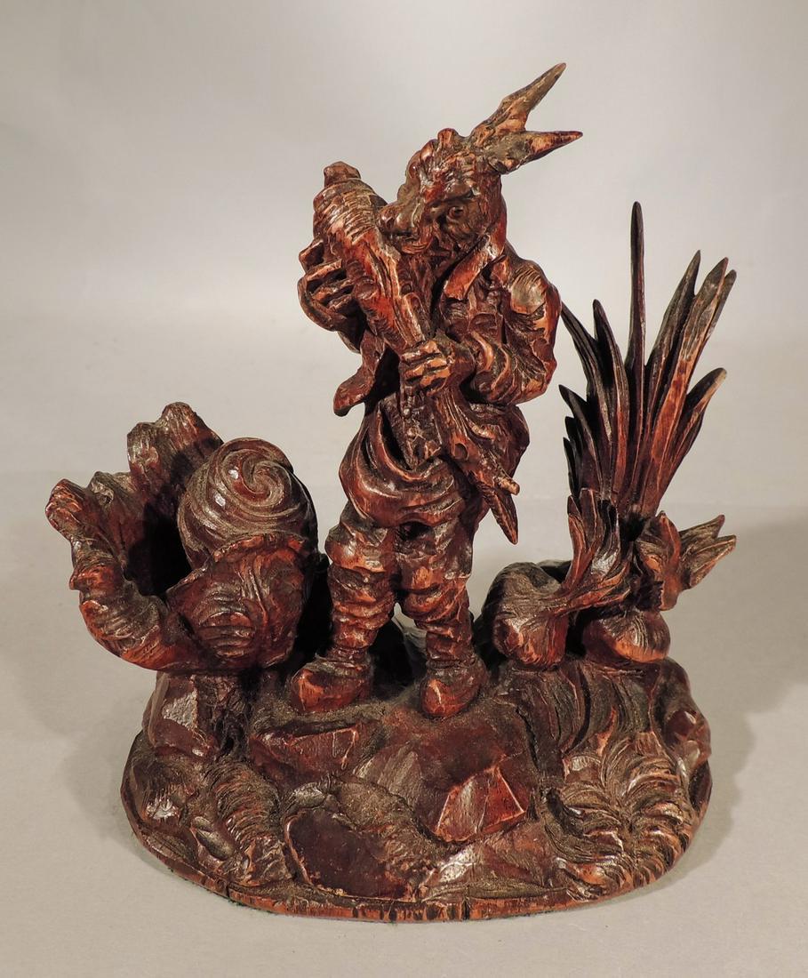 Small Black Forest Carving Rabbit Eating Carrot (1 of 5)