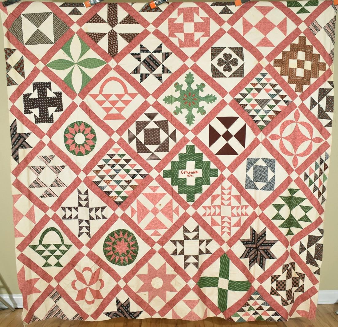 Sampler Quilt Top Dated "Centennial 1876" (1 of 13)