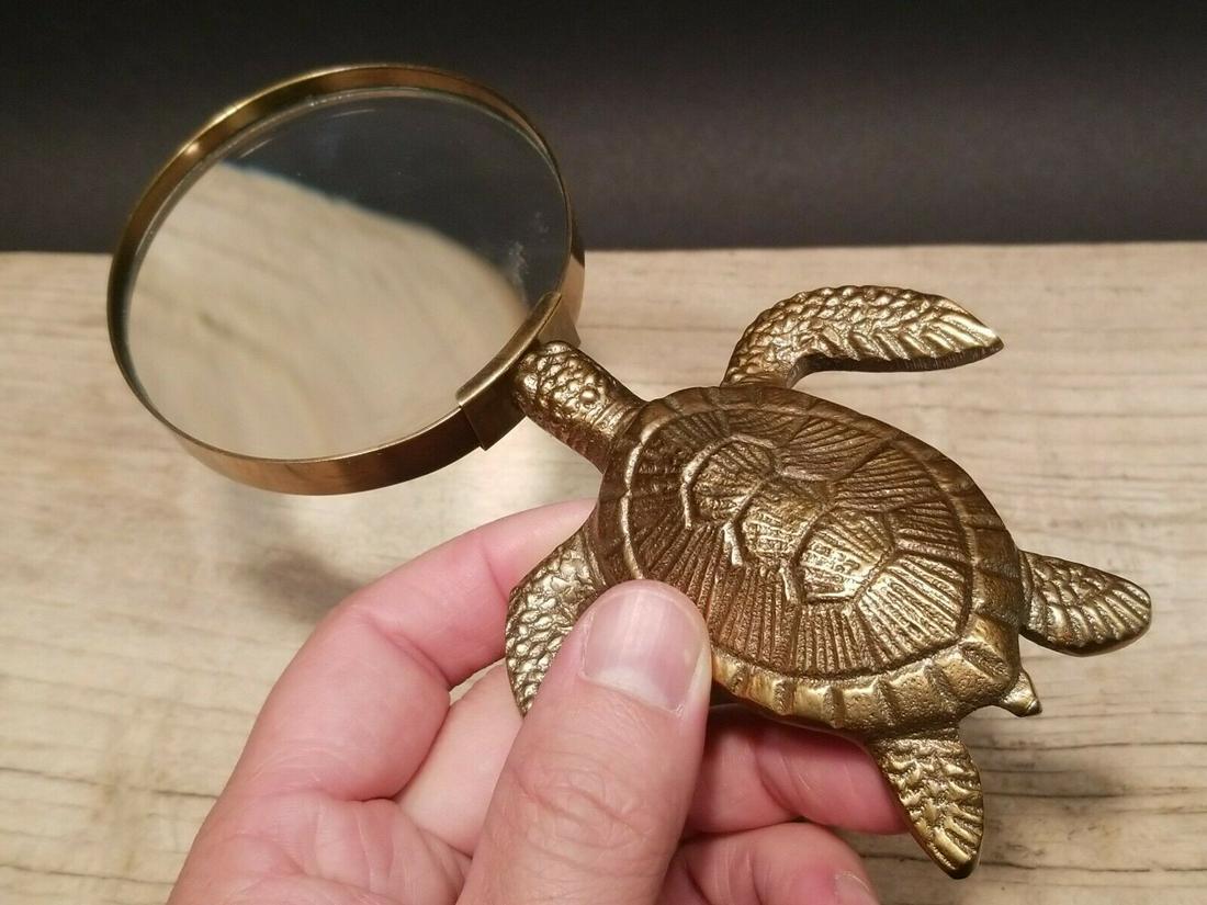 Brass Sea Turtle Magnifying Glass Desk Hand Lens (1 of 20)