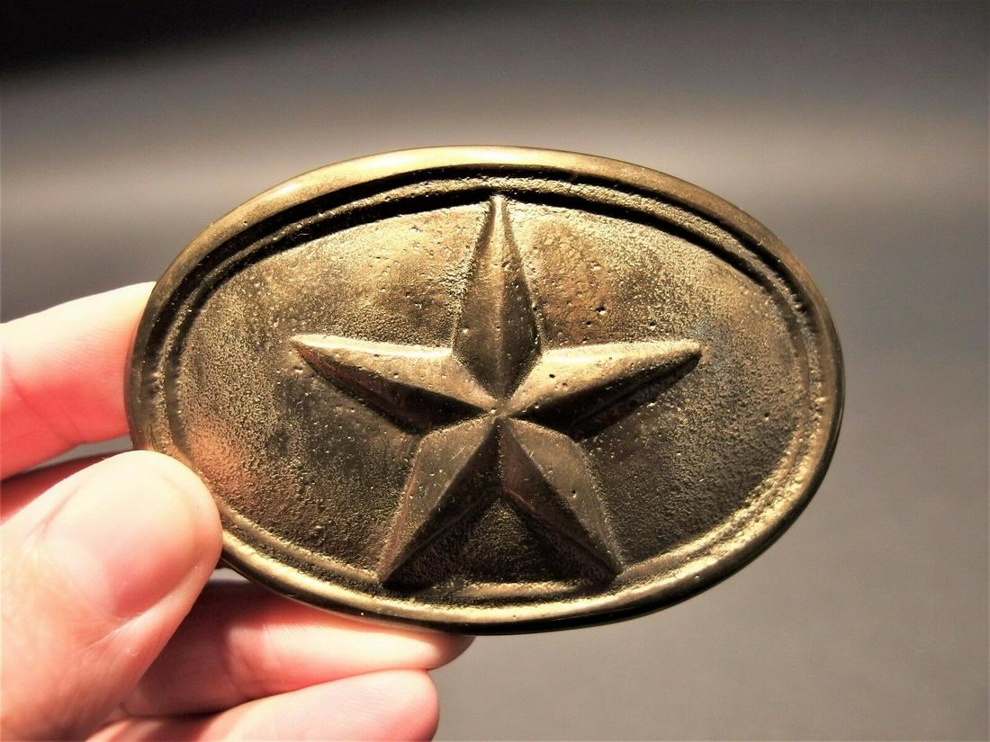 Civil War Belt Buckle Plate Texas Star SOLID Brass (1 of 10)
