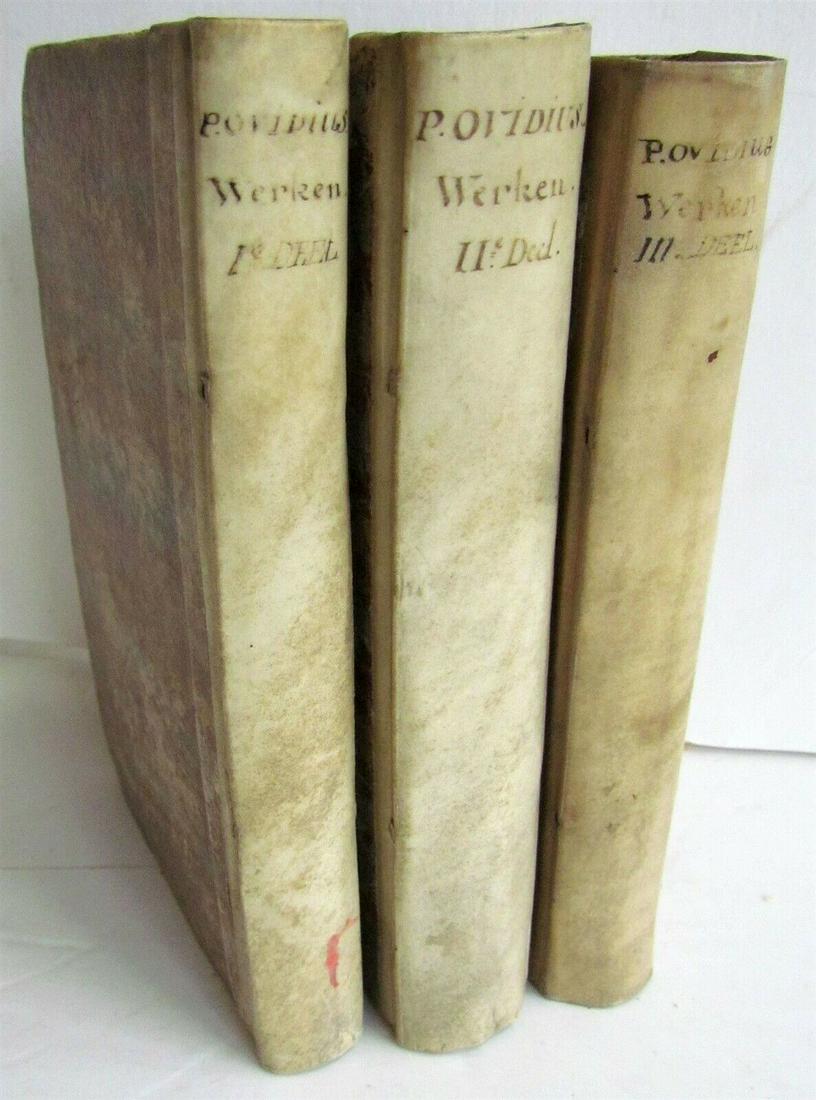 1697 CLASSIC POETRY by OVID 3 VELLUM BOUND VOLUMES LOT (1 of 14)