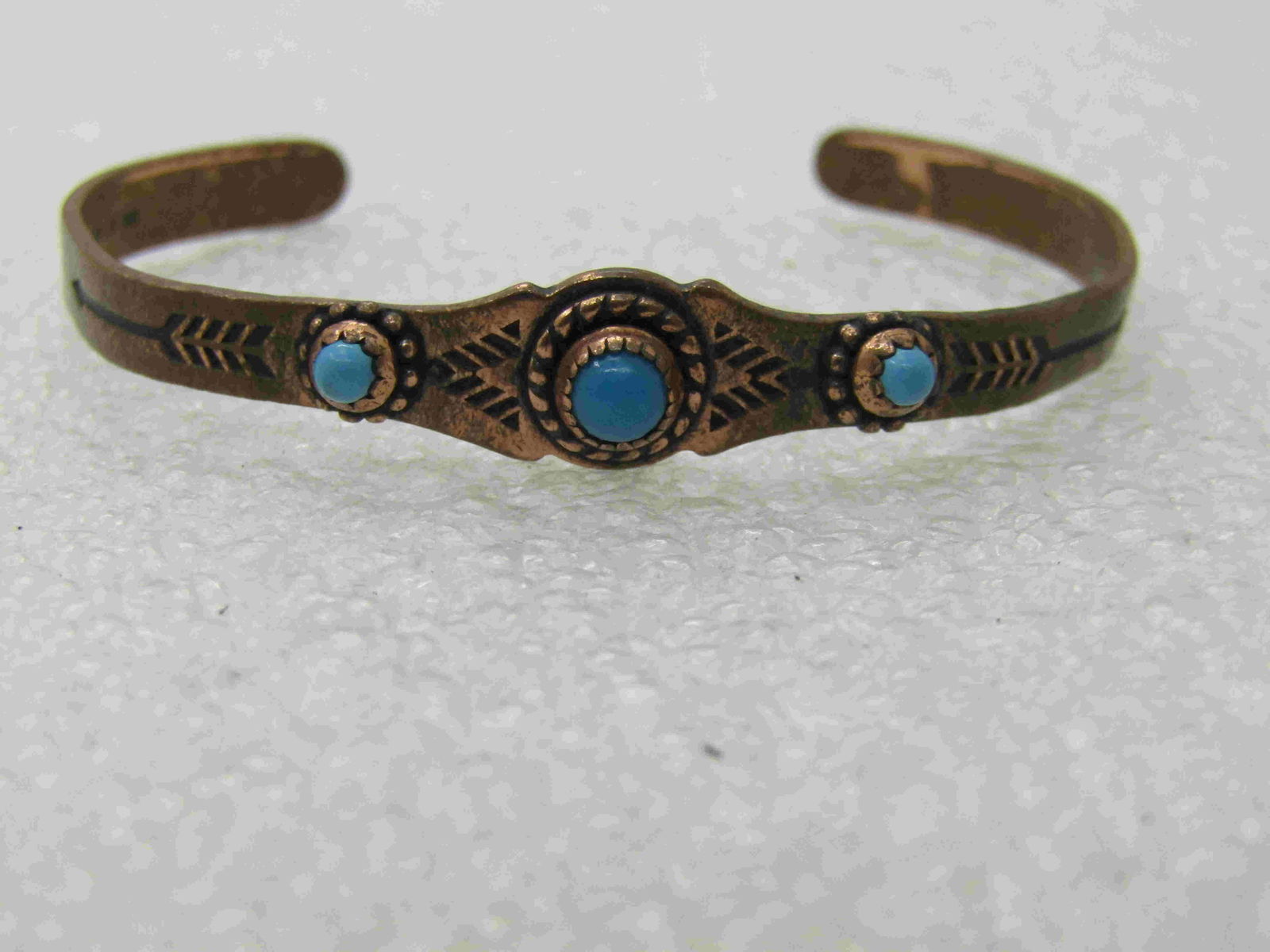 Vintage Southwestern Copper Turquoise Cuff Bracelet, (1 of 6)