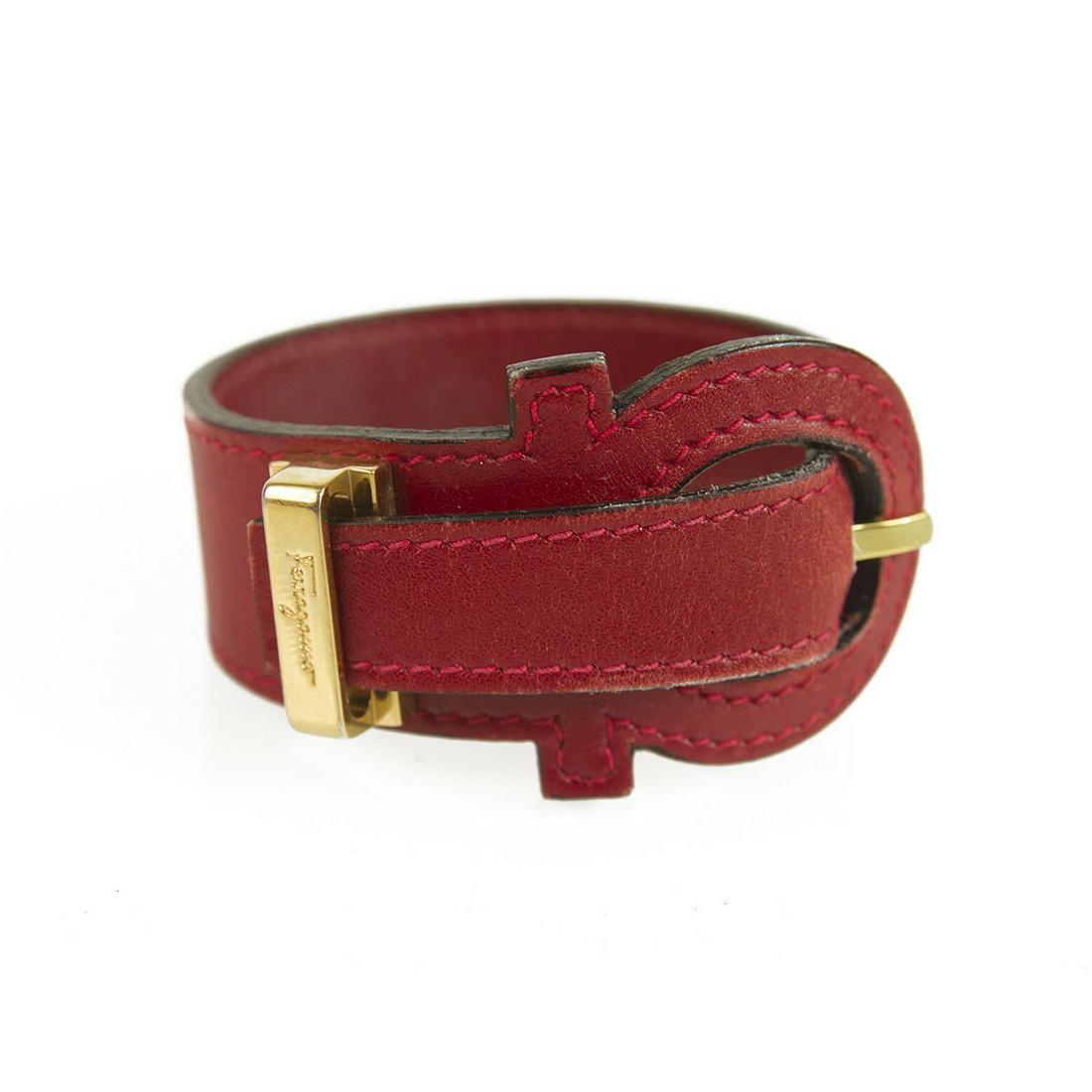 Salvatore Ferragamo Red Gancio Bracelet with Gancini (1 of 12)
