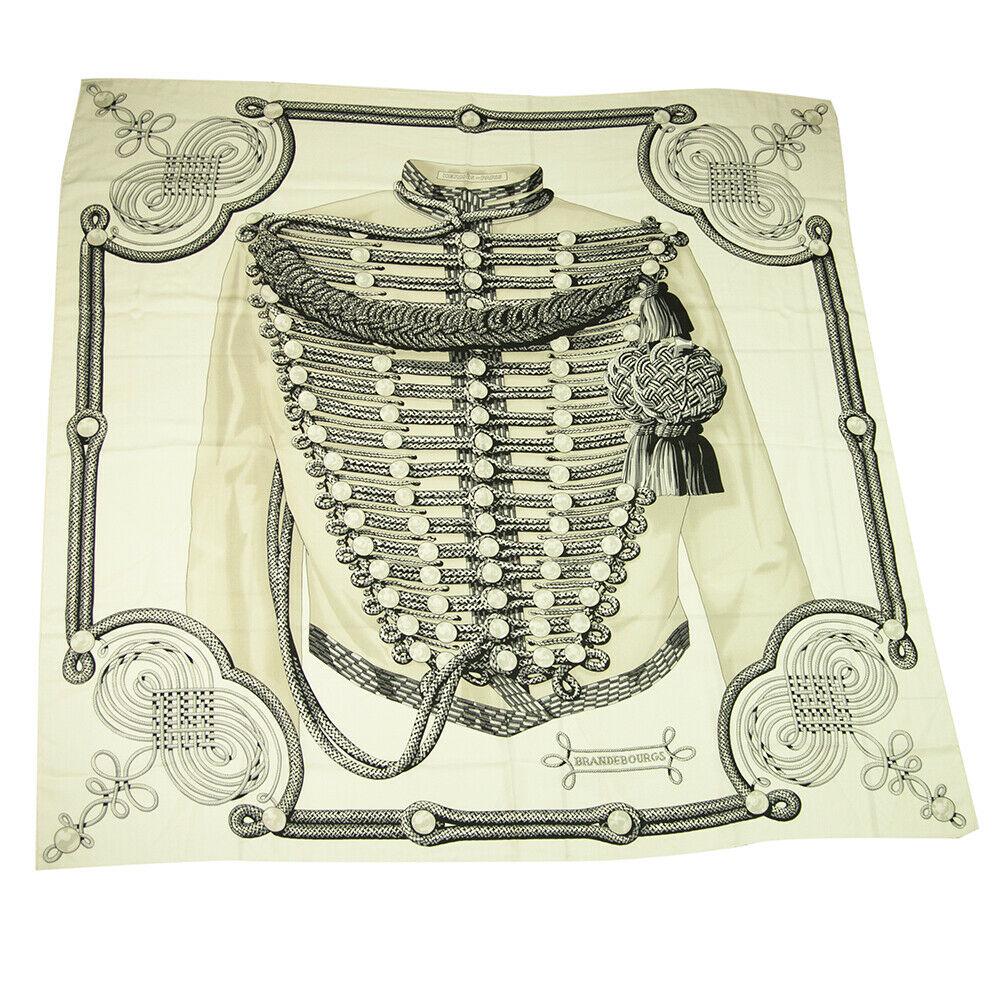 Hermes Brandebourgs Black White Cashmere Silk Shawl (1 of 20)