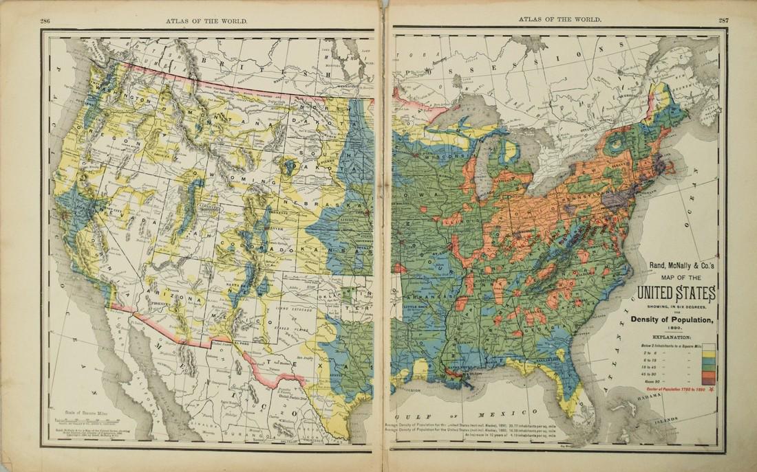 1898 Rand McNally US Population Density Map -- Rand (1 of 1)