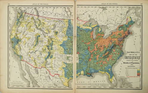 1898 Rand McNally US Population Density Map -- Rand: Title: 1898 Rand McNally US Population Density Map -- Rand McNally & Co.'s Map of the United states Showing in Six Degrees the Density of Population, 1890Cartographer: Rand McNallyYear / Place: 1898,