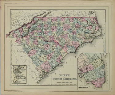 1884 Mitchell Map of North and South Carolina -- North: Title: 1884 Mitchell Map of North and South Carolina -- North and South Carolina Cartographer: S Mitchell Year / Place: 1884, Philadelphia Map Dimension (in.): 11.3 X 14 in. This is a very nice map of