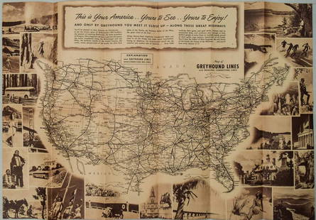 1946 Greyhound US Route Map -- Map of Greyhound Lines: Title: 1946 Greyhound US Route Map -- Map of Greyhound Lines and Princial Connecting LinesCartographer: GreyhoundYear / Place: 1946 c.Map Dimension (in.): 15 X 21.5 in. unfolded This is a nice