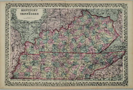 1877 Mitchell Map of Kentucky and Tennessee -- Kentucky: Title: 1877 Mitchell Map of Kentucky and Tennessee -- Kentucky and TennesseeCartographer: S MitchellYear / Place: 1877, PhiladelphiaMap Dimension (in.): 13.9 X 21 in. This is a very nice double page