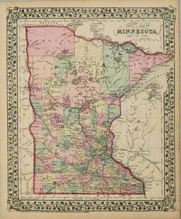 1876 Mitchell Map of Minnesota -- County Map of: Title: 1876 Mitchell Map of Minnesota -- County Map of Minnesota Cartographer: S Mitchell Year / Place: 1876 Philadelphia Map Dimension (in.): 13.8 X 11.6 in. This is a very nice map of Minnesota, wit